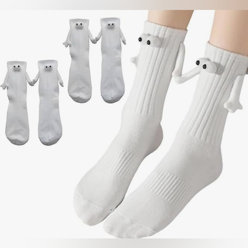 White Novelty Socks with Cute Character‎ Design